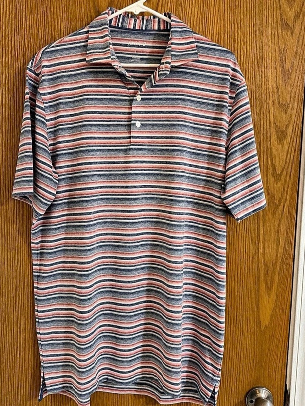 Johnnie-O Men’s Size Large Red Blue Gully Striped Performance Golf Polo JMPO4520
